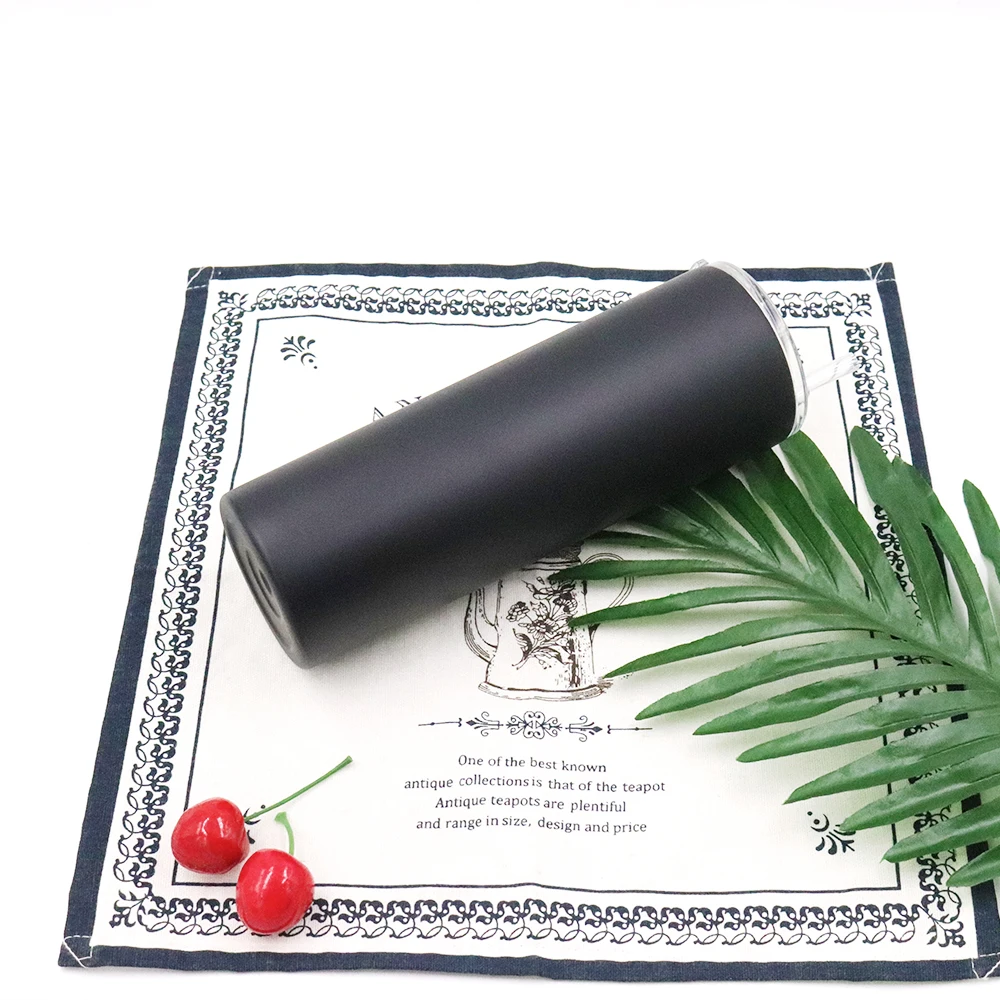 2021 New Custom thermos 20oz skinny straight vacuum tumbler double wall stainless steel travel mug with straw and lid for drinks