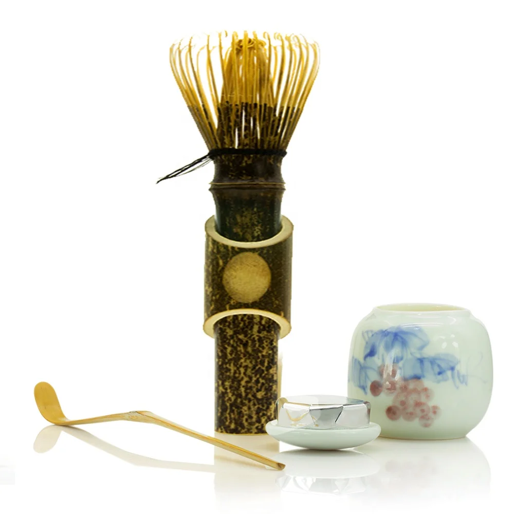 Japan Handmade Travel Mini Whisk Utensil Bamboo Canister Matcha Baking Whisk Wiper Bowl Chasen Custom Tea Set