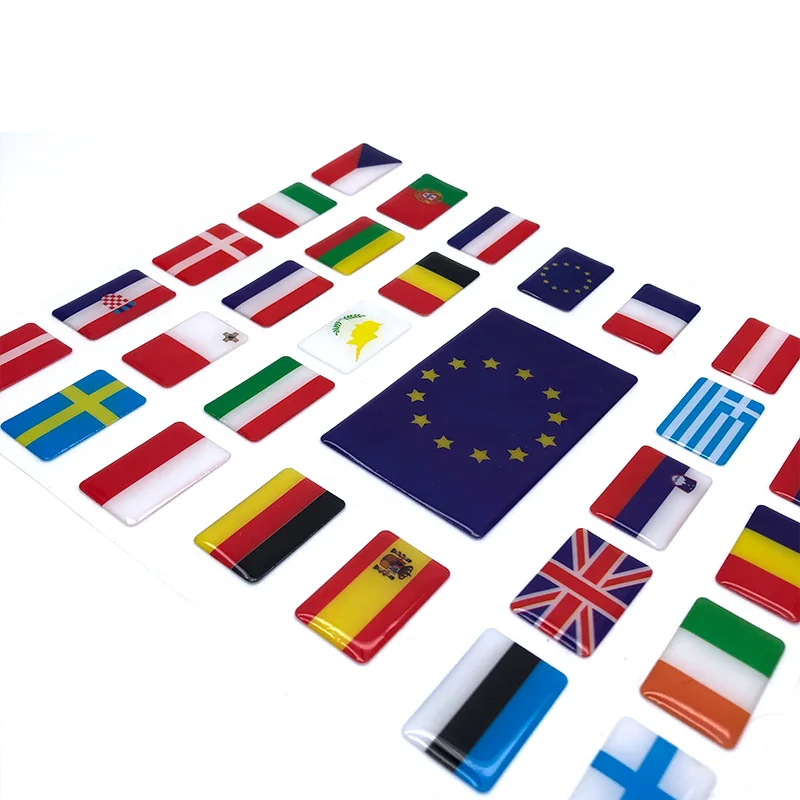 High quality custom resin epoxy OEM clear 3D 3M adhesive label flag sticker