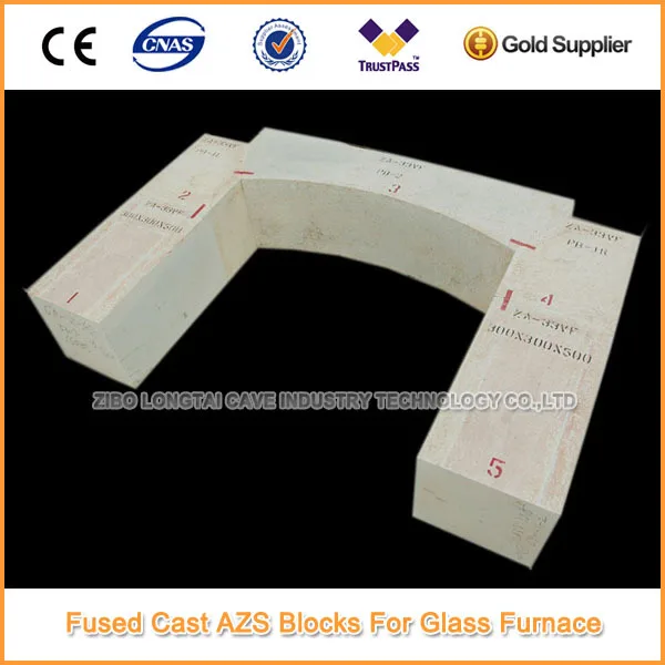 Стекольный завод плавленый литой азс огнеупорный циркония блок