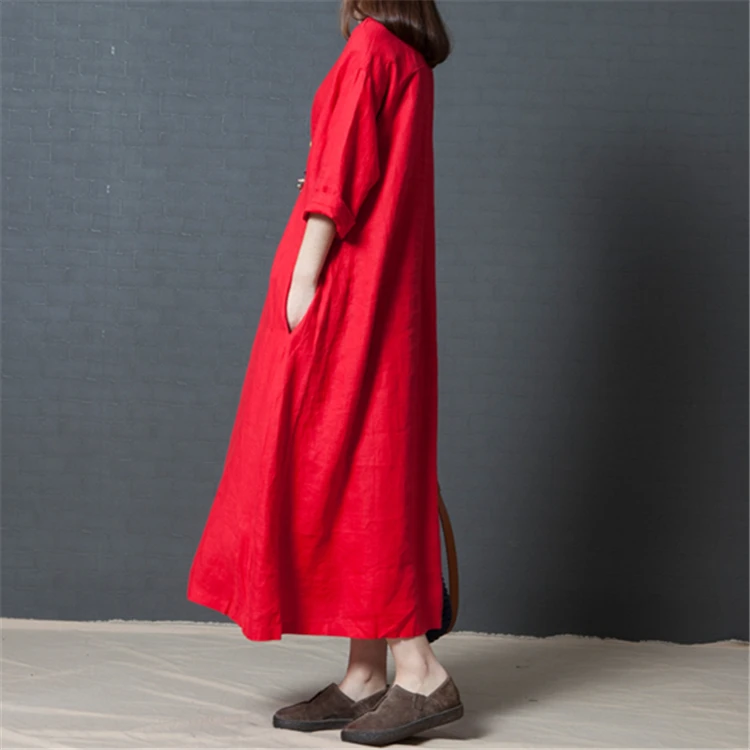 
New Fashion Women Long Linen Dresses in Stock 
