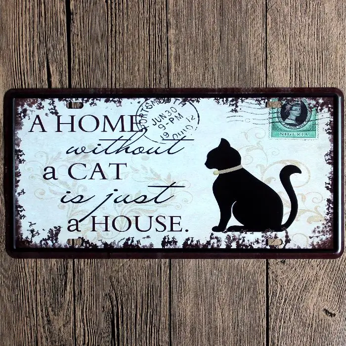 Домашний без кошки-это просто сувенирный автомобильный номерной знак, винтажный рельефный металлический знак, домашний паб, бар, кафе, ресторан, магазин Dec