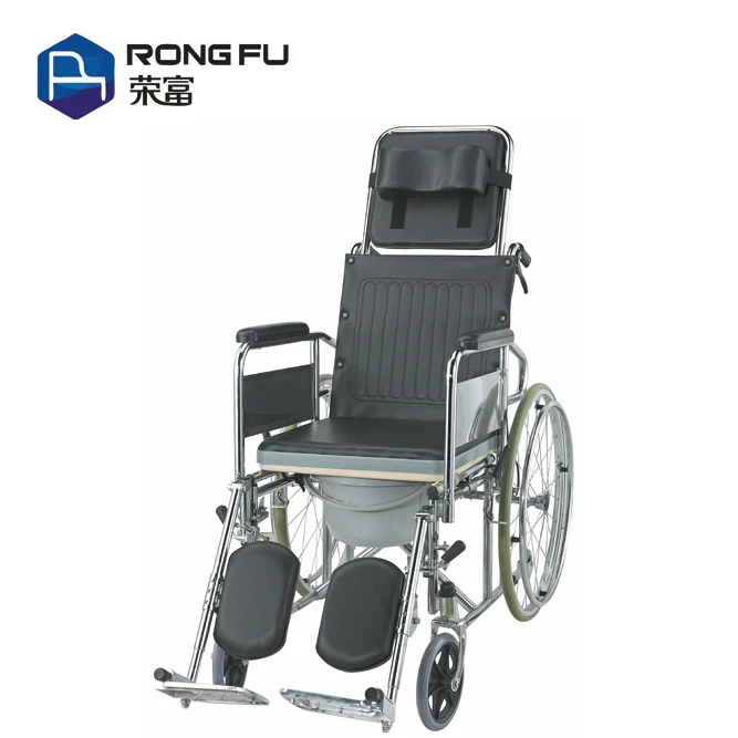 Popular high backrest reclining shower commode wheelchair with bucket
