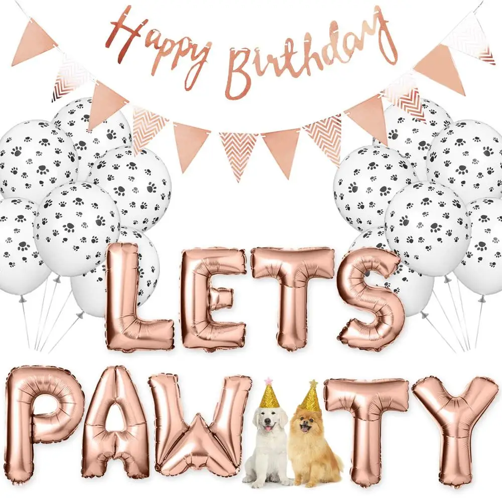 
 Товары для собак для вечеринки, украшения для вечеринки в честь Дня Рождения, лопасти, лопасти, воздушные шары, баннер, шляпа для питомца, счастливый день рождения, баннер из фольги, воздушные шары  