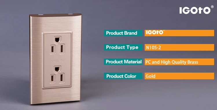 IGOTO american socket 15A US wall outlet double ac socket outlet
