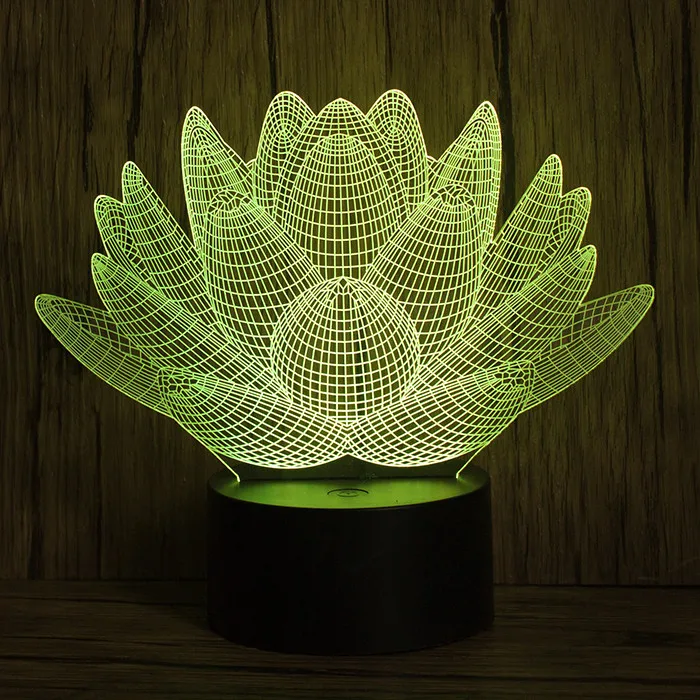Lotus 3D LED Mould 7 Colors change table desk mood night Lights Lamp