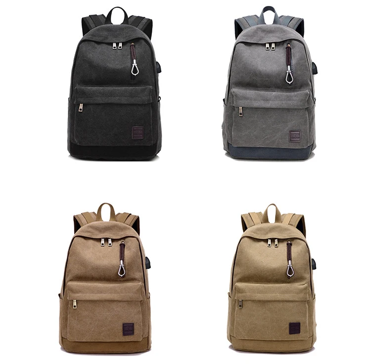 
Wisdom Hill High quality backpack daily canvas rucksack with USB charge port 