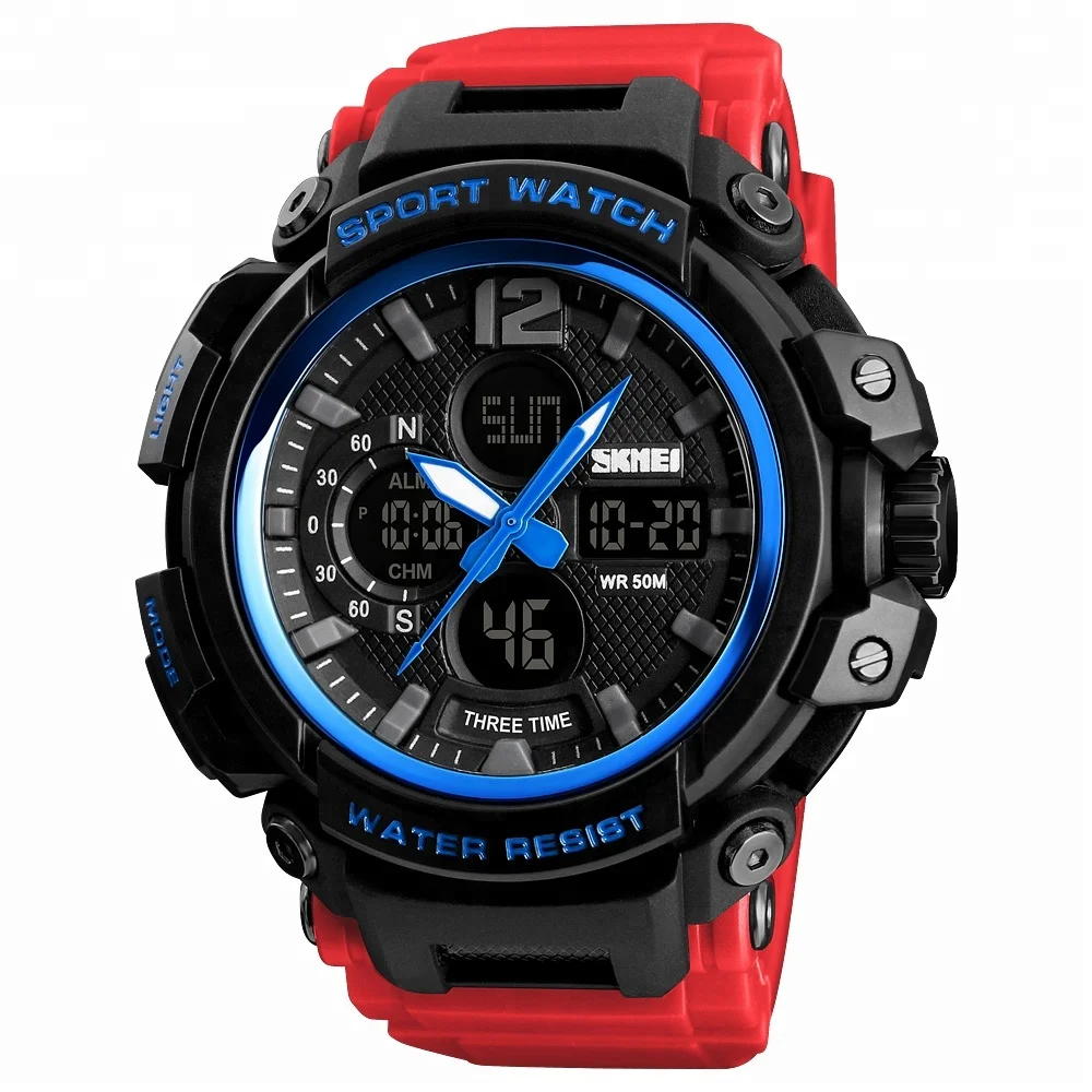 fashion waterproof multifunction dual time chronograph men analog digital sports wrist watch