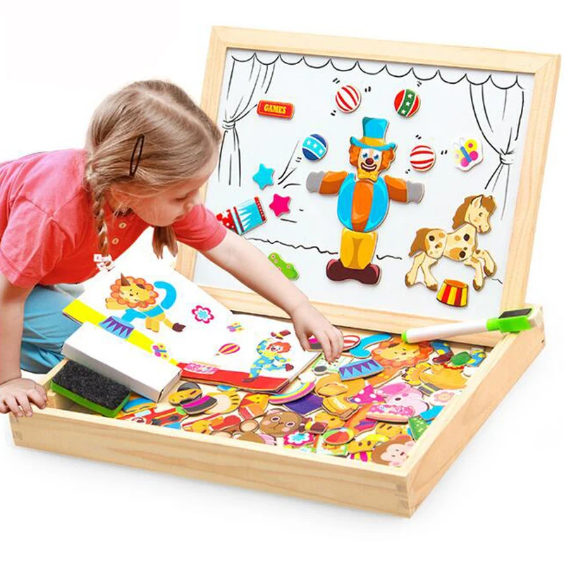 3D Puzzle Educational Children Wooden Magnetic Block Puzzle Wooden Toys