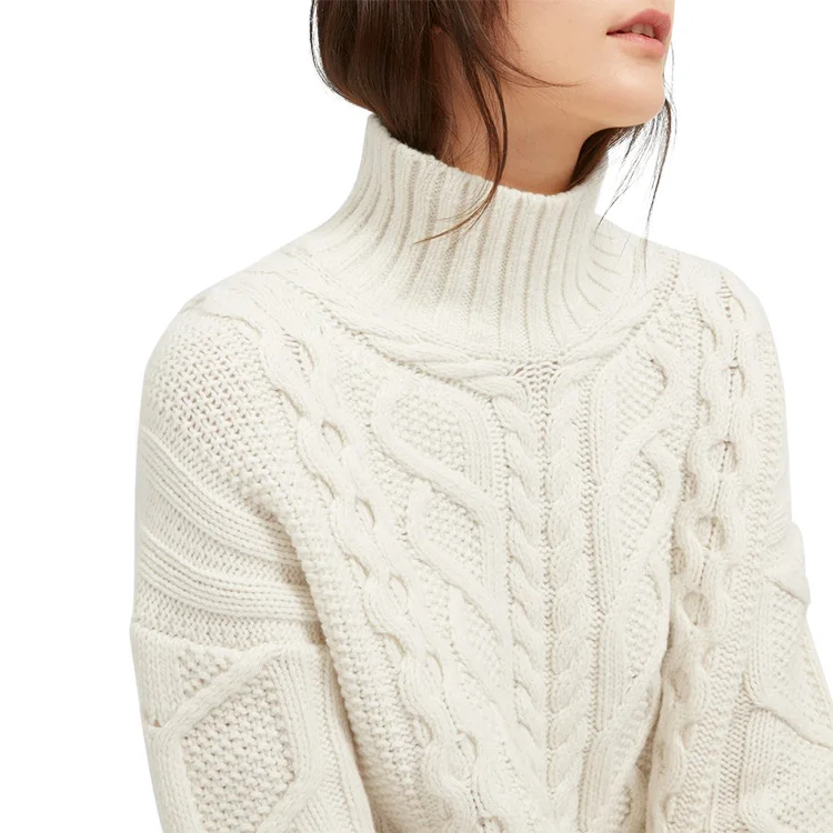 Wholesale Korean OEM Embroidery Cable Knit Sweater