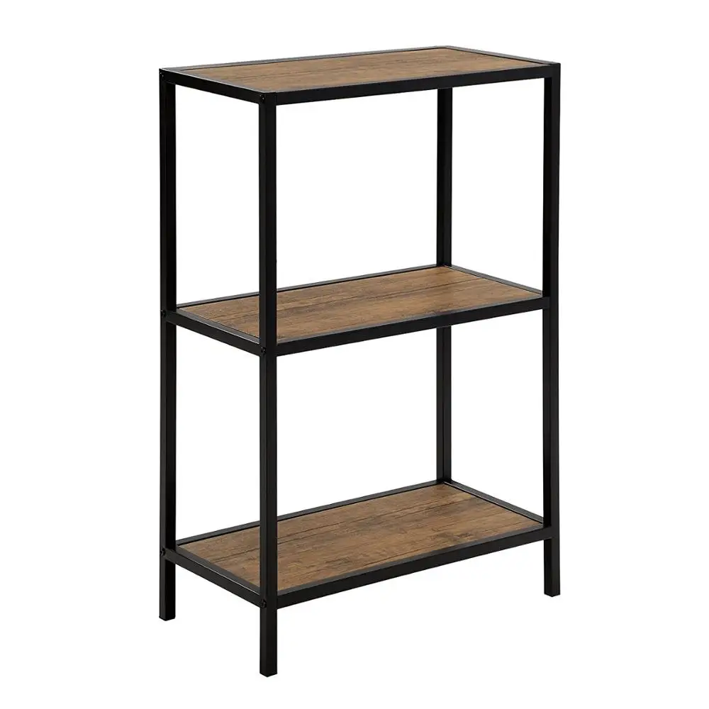 Multifunctional Storage Shelf Rack - Rustic Bookcase with Metal Frame Perfect for Adding Vintage Practicality to Your Home Decor