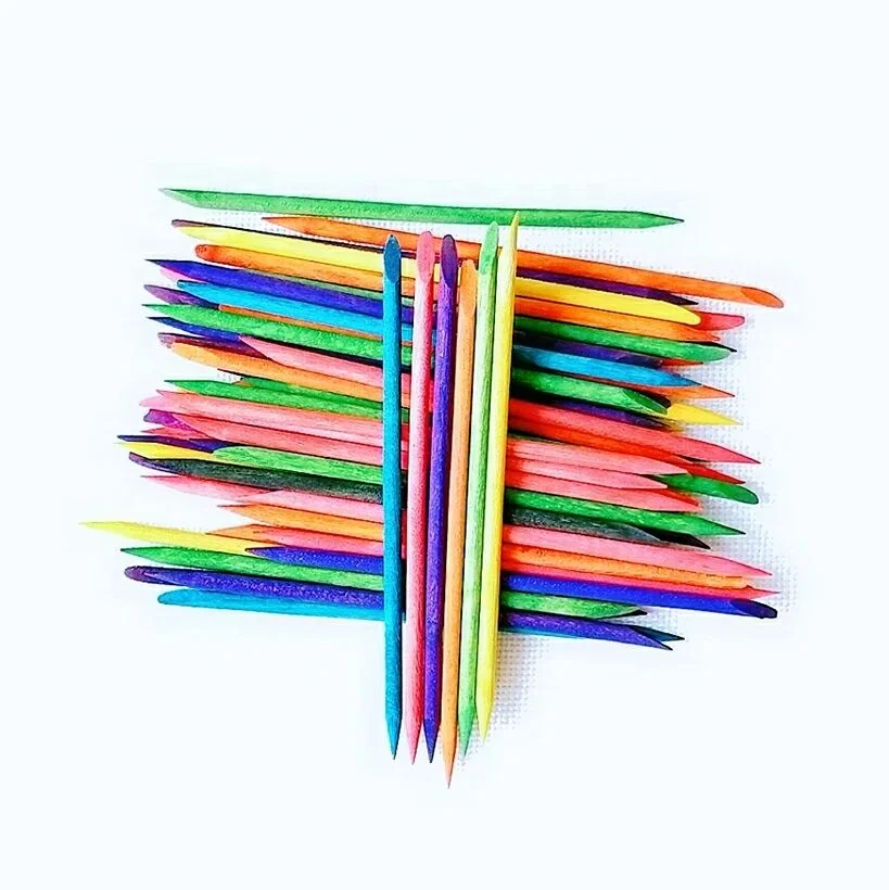 Wooden manicure sticks orange wood stick for nail cuticle pusher remover point drill rod