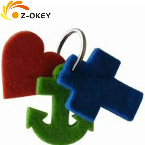 Heart anchor and cross shape key chain in felt material