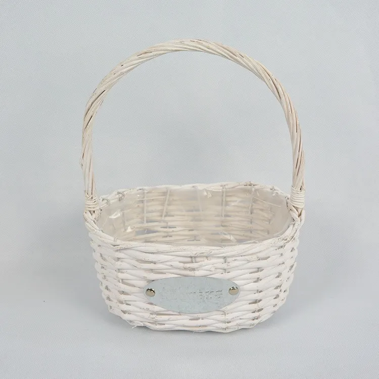 
Flowers Pots Home Flower arrangement Decoration Picnic Food Storage Handle Waterproof Wicker Flower Basket 