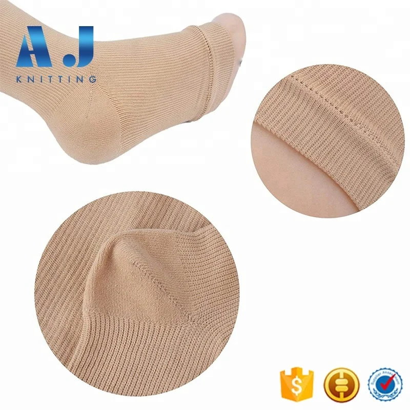 AJ18179 OEM Medical 20-30 mmHg Copper Compression Socks Open Toe Leg Support Stocking Knee High Socks with Zipper