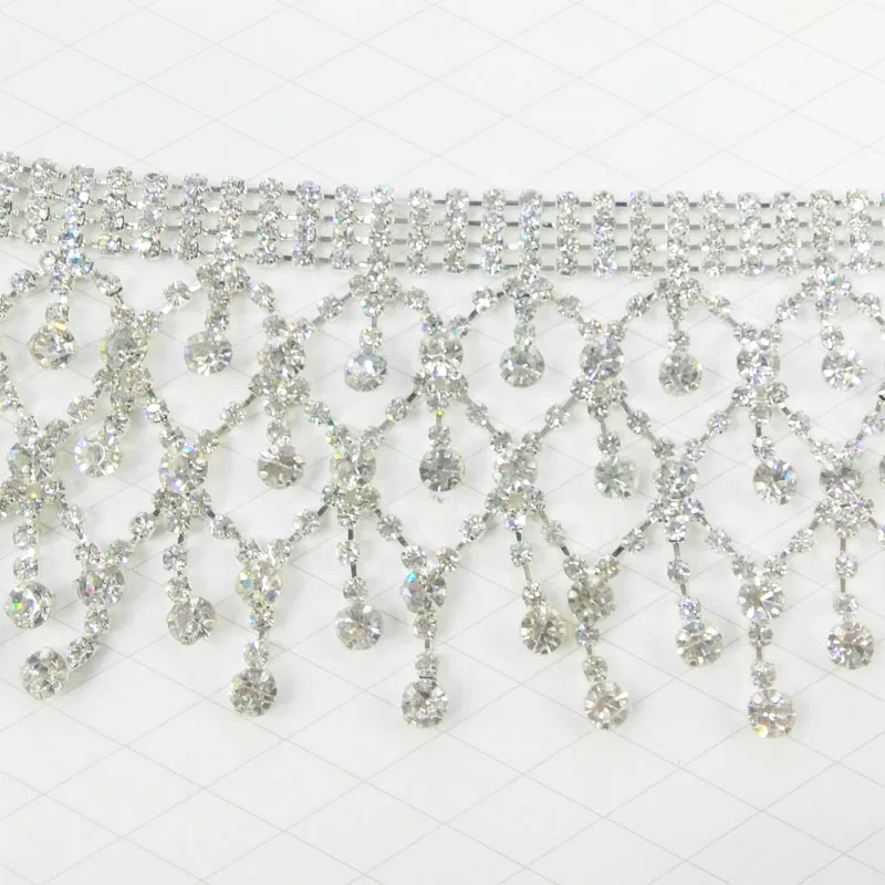 
Wholesale DIY Custom Appliques Clear Rhinestone Banding Mesh Trimming 