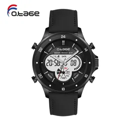 genuine  leather strap alloy wrist watch big face metal analog digital watch