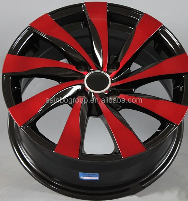 good quality red heart 15 inch 6.5 black and red line alloy wheel for car