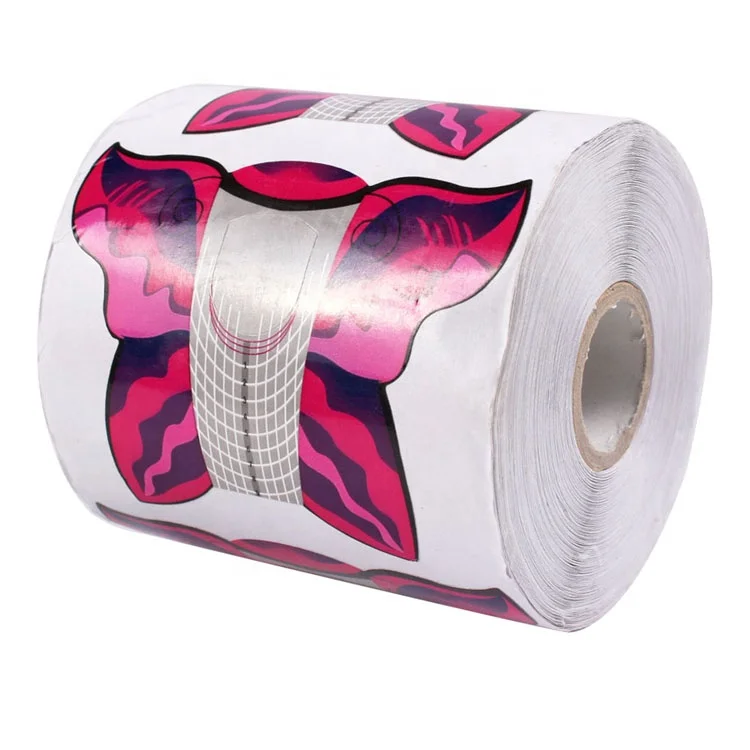 Top Quality Custom Logo 500 Pcs Per Roll Classic Butterfly Nail Art Guide Form Acrylic Tip Gel Extension Sticker