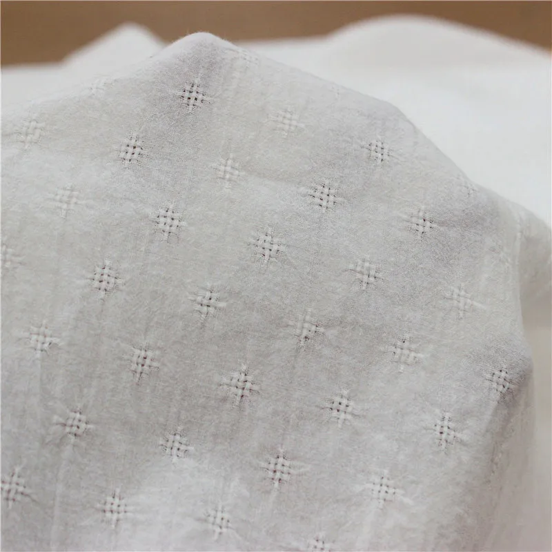 Jacquard Hollow Out Dots yarn dyed Strip Cotton Fabric Soft Dobby Fabric for Dress