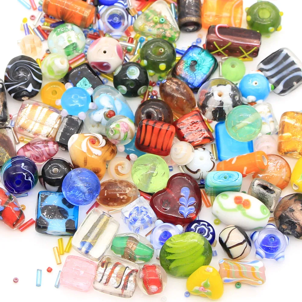 New lampwork glass bead mix with seed beads for making jewelry