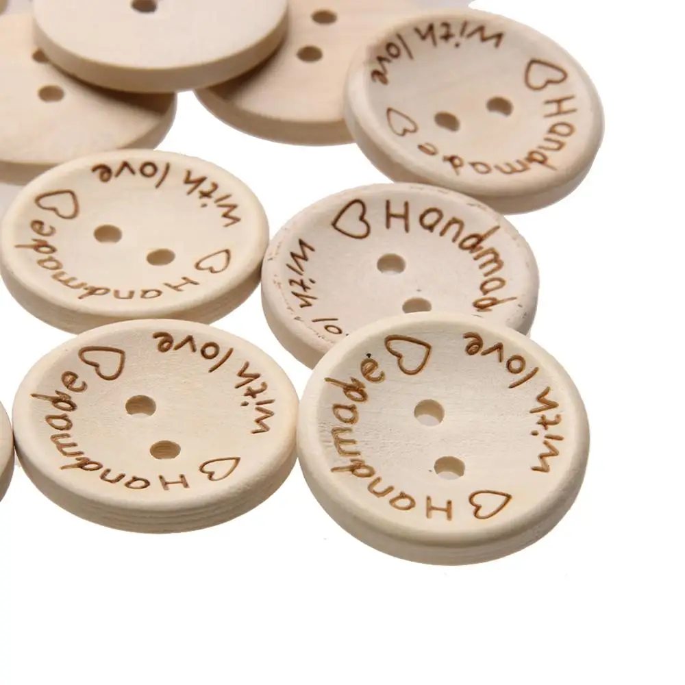 100pcs/bag Wooden Buttons Handmade Letter Love Scrapbooking For Wedding Decoration DIY Craft apparel accessories