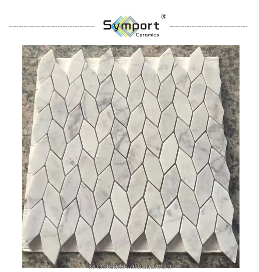 leaf shape white marble mosaic tiles backsplash price