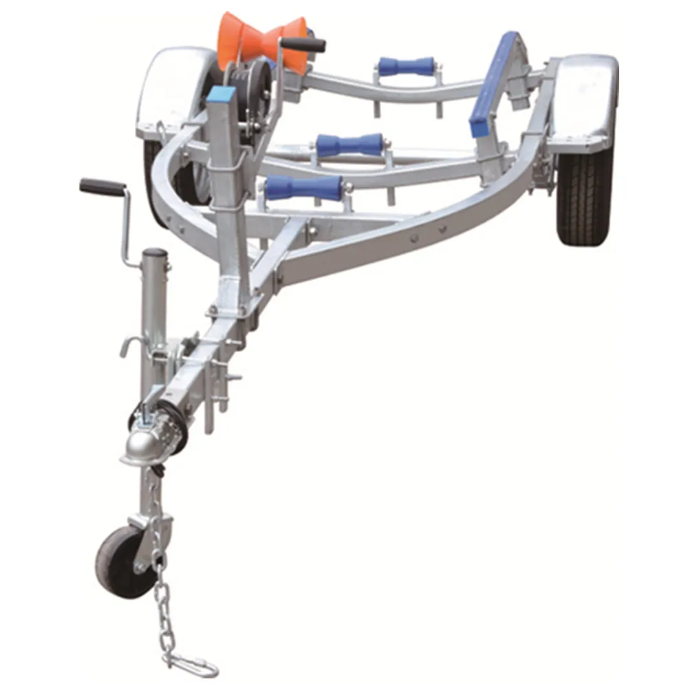 Маленький оцинкованный Лодочный Прицеп с нескользящим покрытием для лодки длиной 4,0 м