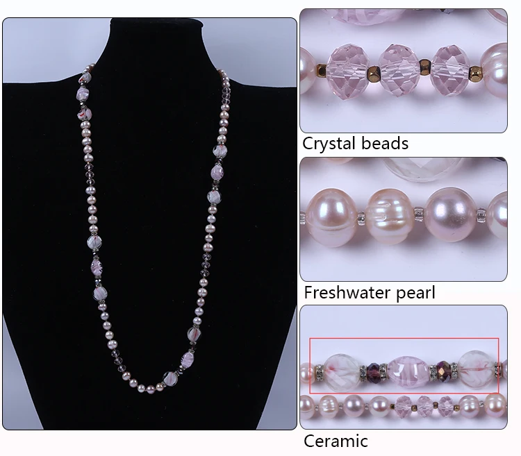 Beautiful Simple Handmade Design  New Fashion Lady Long Fresh Water Pearl Necklace