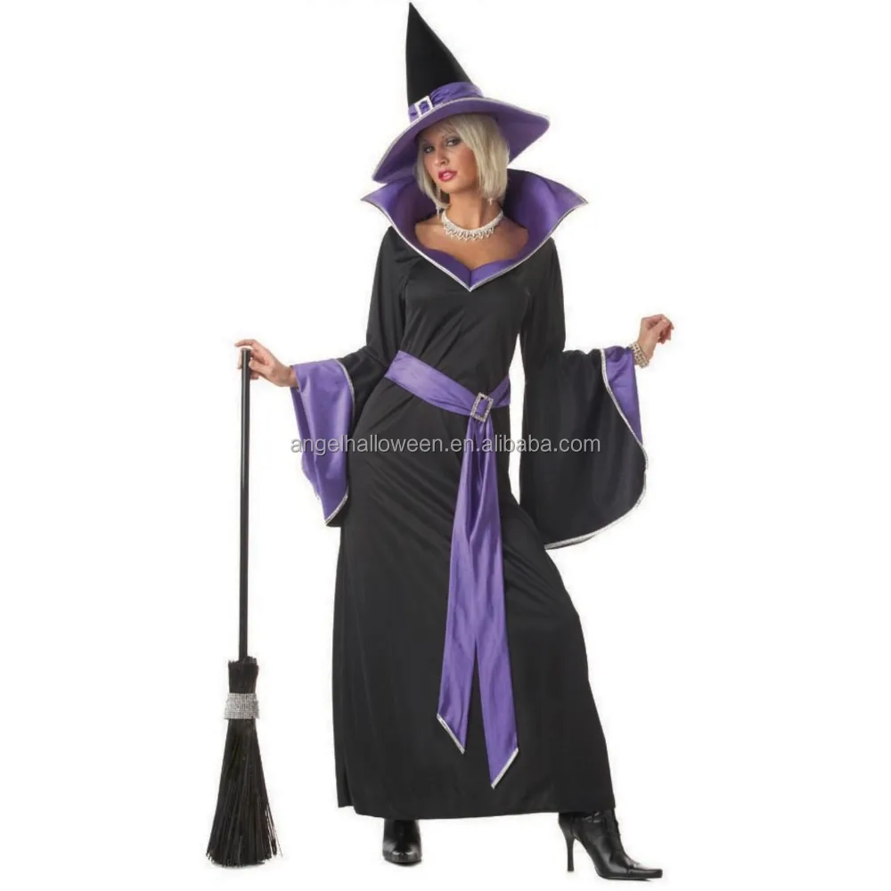 Best selling halloween carnival witch dance costume with purple waistband