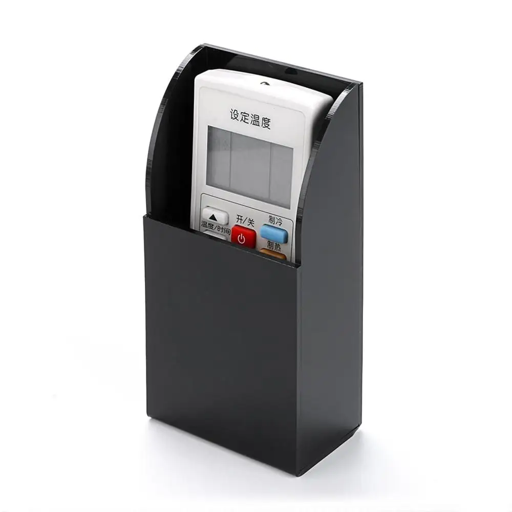 Black Acrylic Media Organizer Storage Box Wall Mount Remote Control Holder
