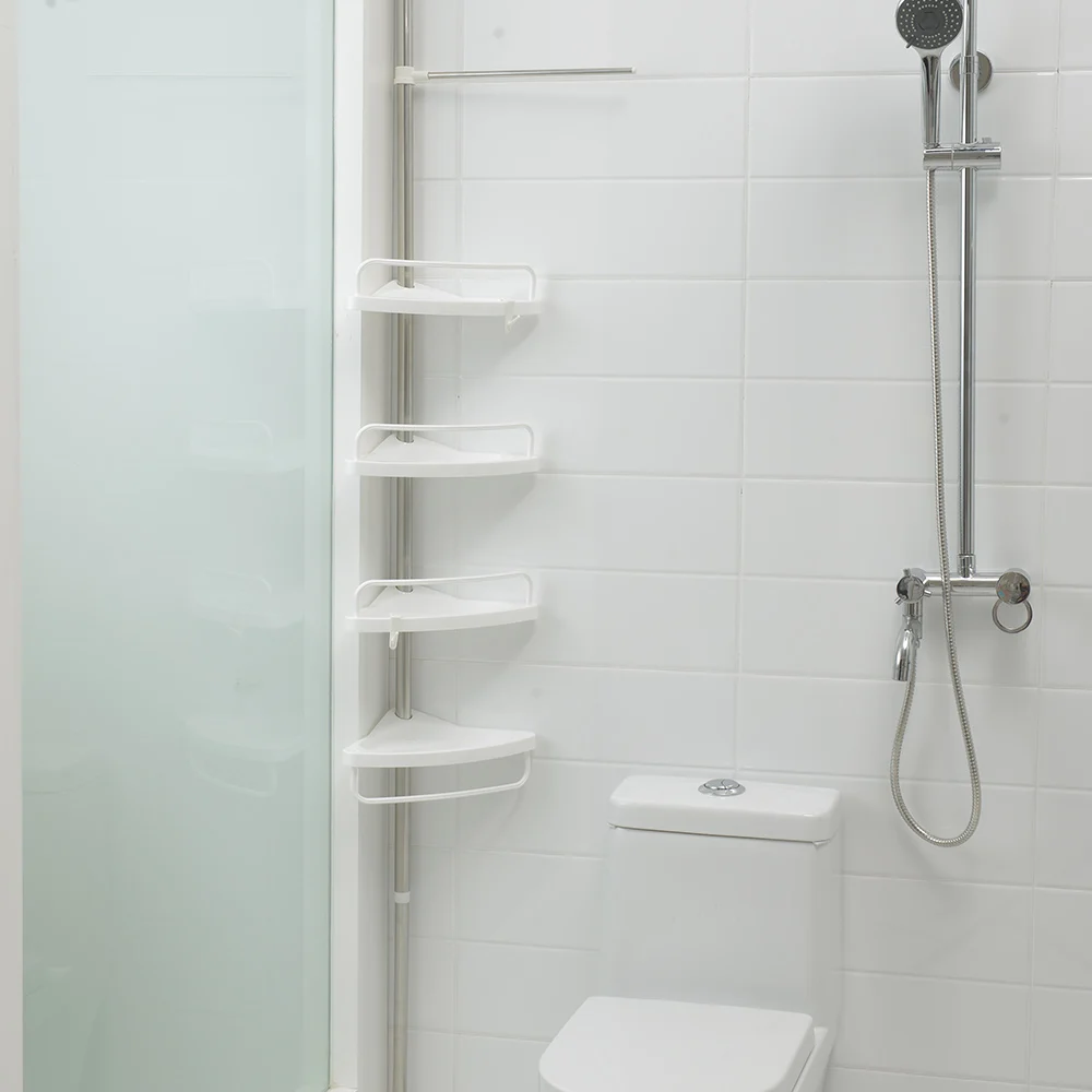 Amazon hot selling bathroom shampoo holder storage corner racks multi layer  triangle shelf  adjustable shower caddy