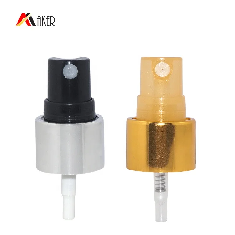 Suppliers Aluminum Fine Mist Sprayer 20/410 Gold White  Pump For Plastic Bottle