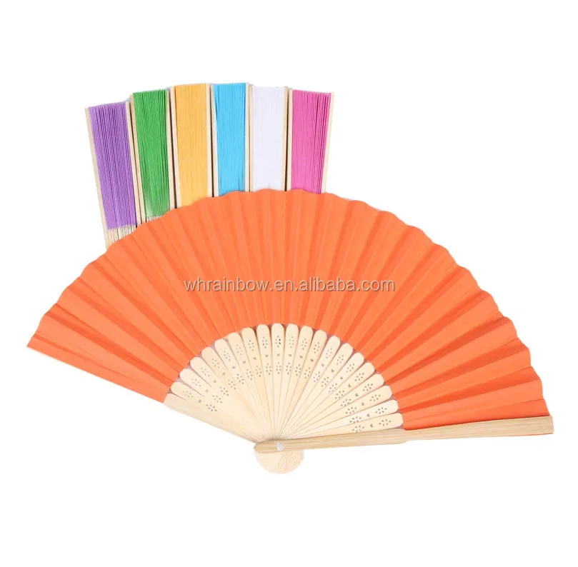Веер для свадебных сувениров 21 см или 23 см с бамбуковой палочкой и бумагой