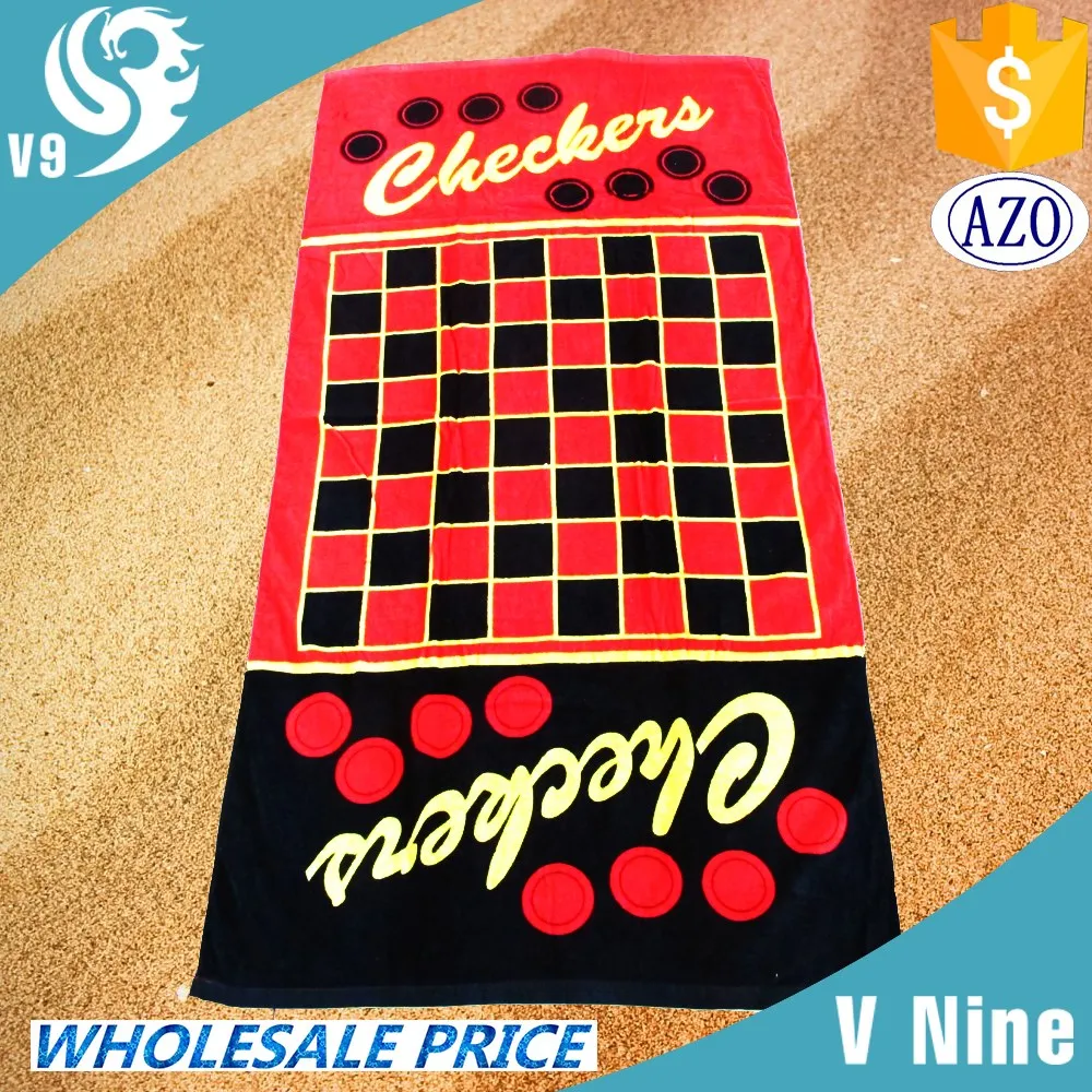 large size 100% cotton velour printed custom funny twister game beach towel