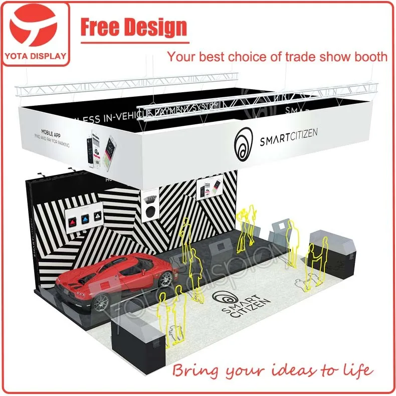 Yota, предложение Smart Citizen, 6 м x 9 м, выставочный стенд на заказ с напольной системой