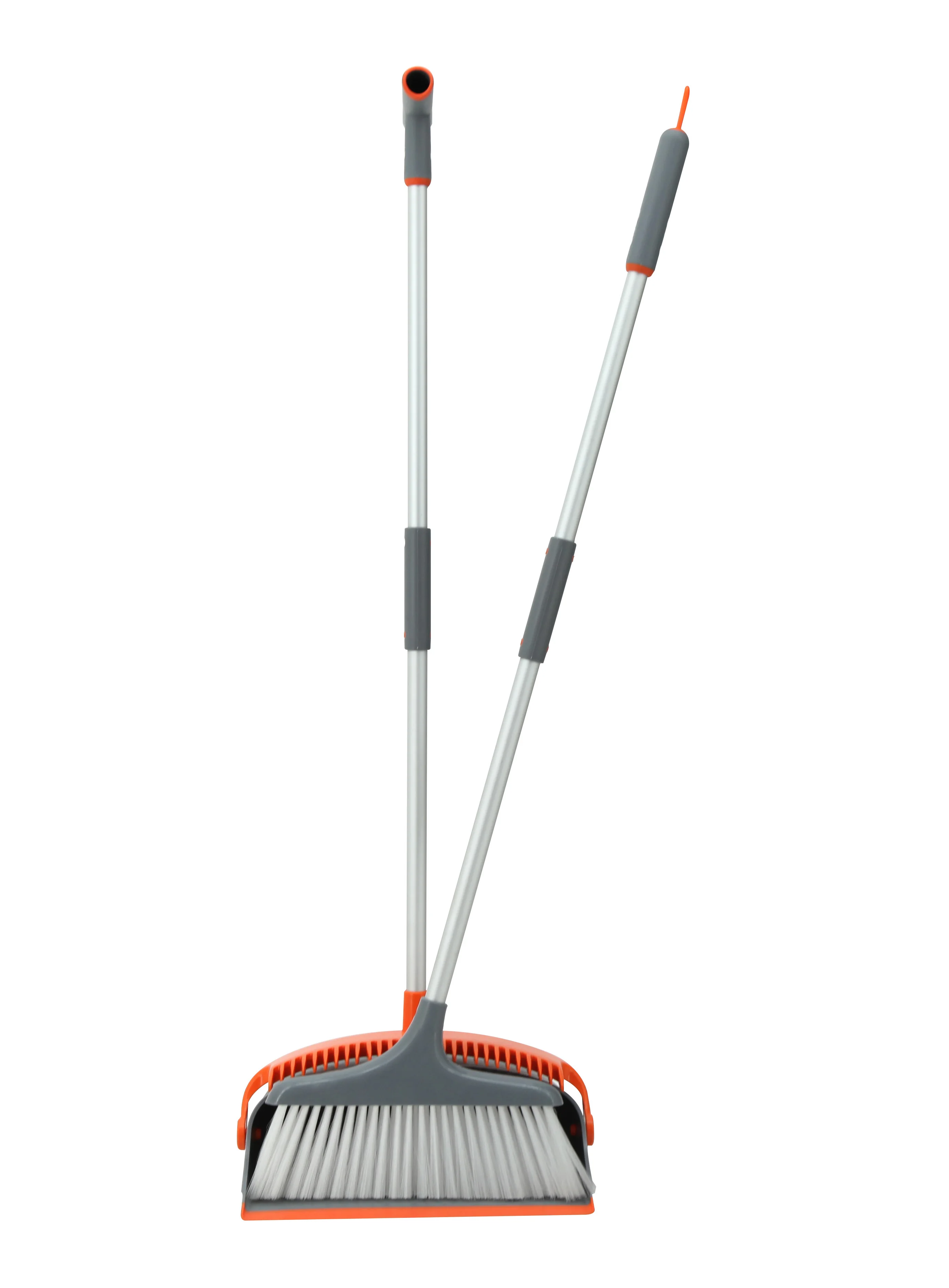 
aluminum handle pole orange broom and dustpan set 