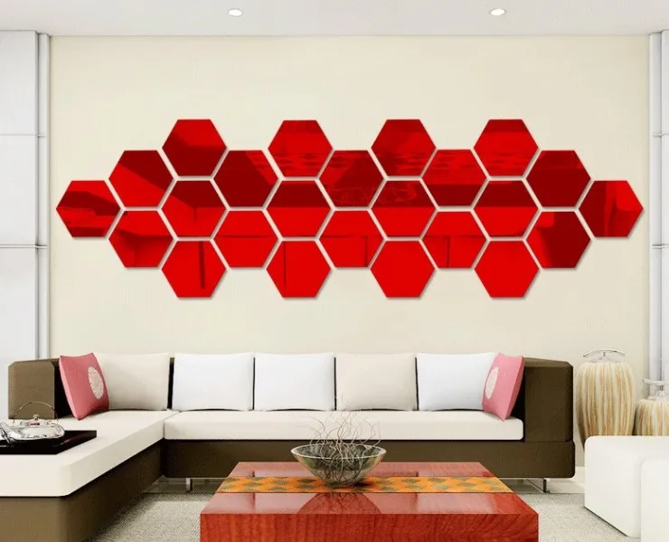 
Crystal 3d mirror wall sticker 12pcs hexagon background wall decoration wall sticker acrylic mirror sticker 