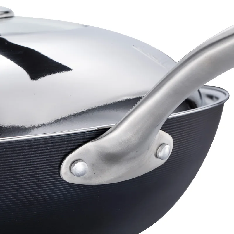 
2019 Hot Sell Chinese Big Black Non Stick Wear Resistant Carbon Steel Wok With Handle 