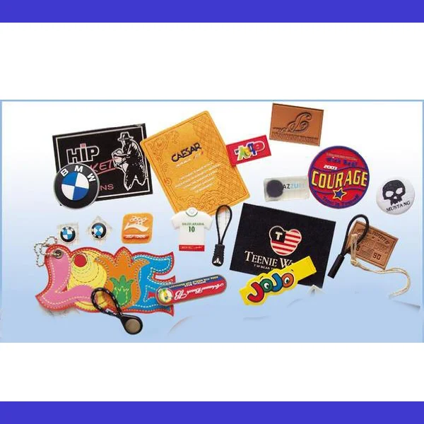 custom leather tags silver metal plate engraved logo leather tag