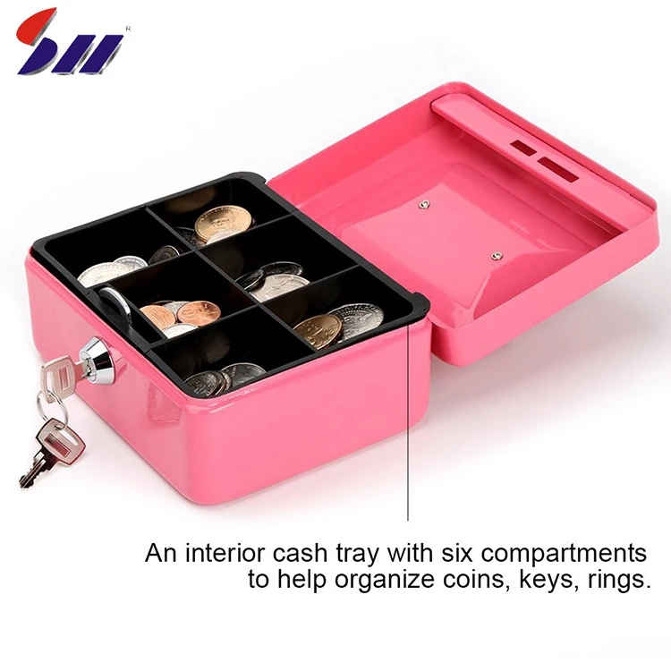 150*118*80 mm steel plastic coin tray cylinder key lock cash box