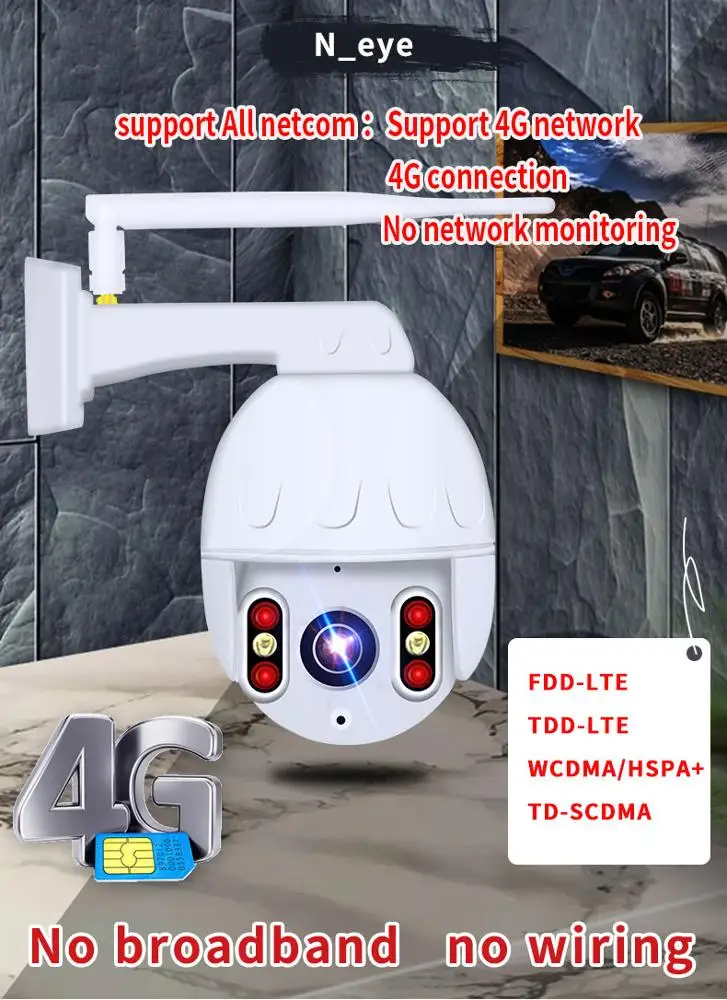 4g Sim Card IR Dome Camera AI Auto Tracking Plastic Housing Smart Security Dome Ptz Ip Camera