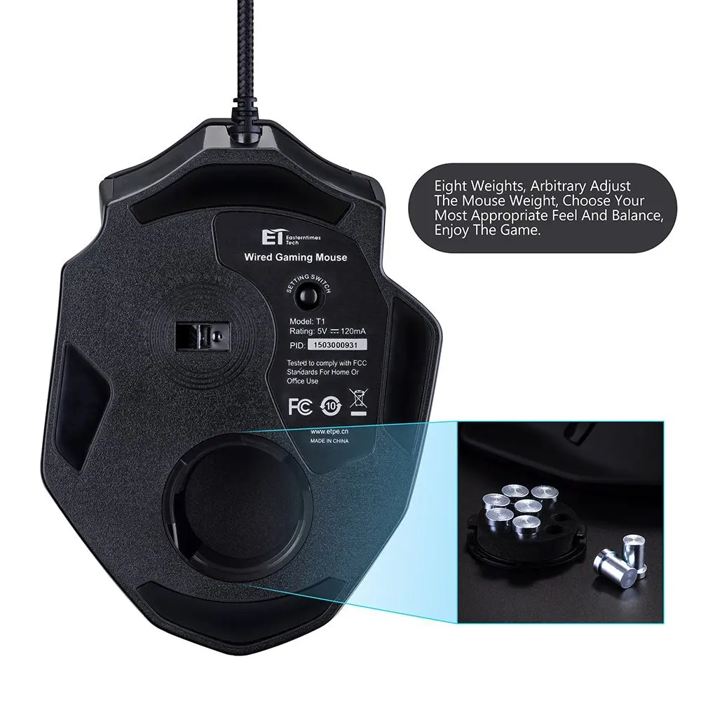 ET/OEM Thunderbird 11 Tasten Wired Gaming Mouse 4000 DPI, 1000 Hz Mice for Gamer