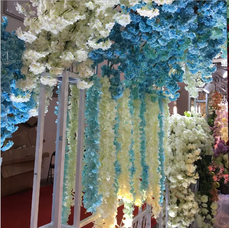 
Guangzhou supplier wholesale artificial silk wisteria flower for interior decorating 