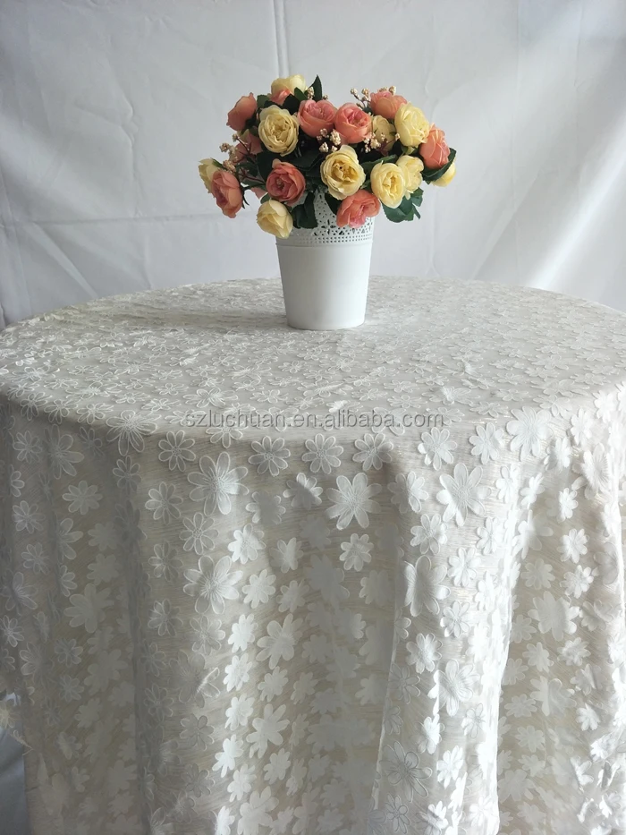 Elegant White Flower Pattern Design Wedding 120 Lace Tablecloth