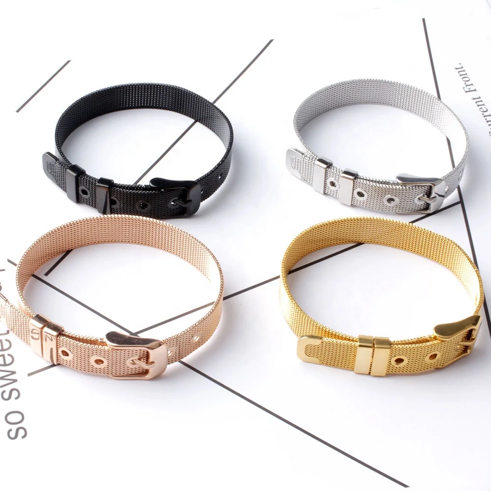 Men Woman Adjustable Stainless Steel Milanese Loop Mesh Bracelet Watchband Belt Buckle Bracelet
