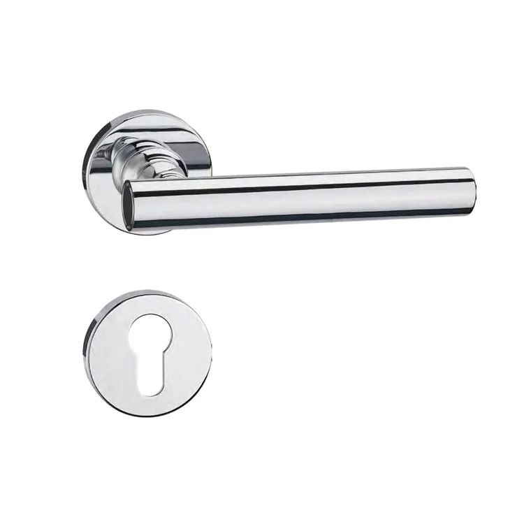 Modern Style Die Casting Matt Black  Interior Door Handle On Round Rose