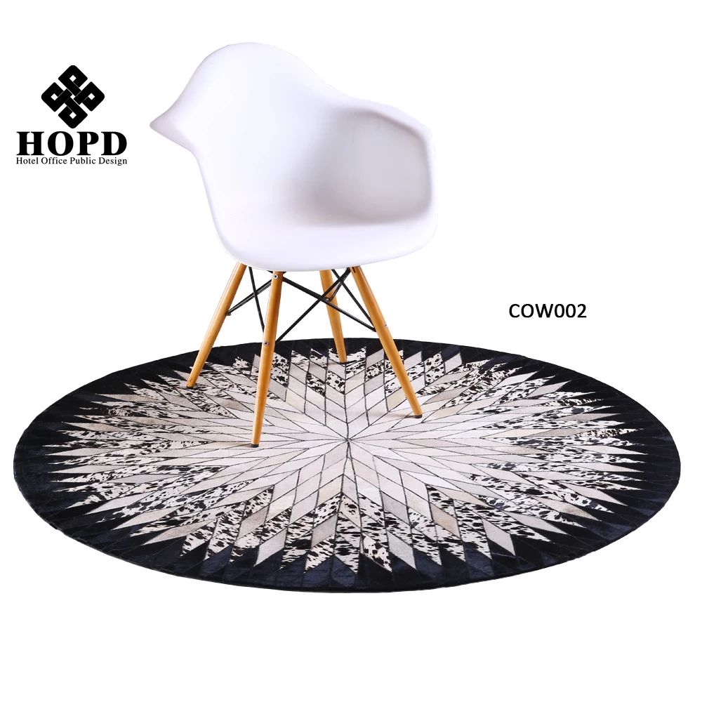 wholesale 100% natural cowhide rug with round shape