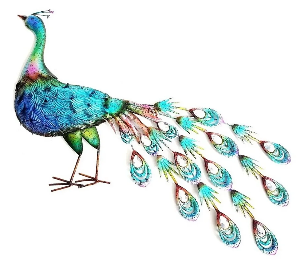 
hand painting metal peacock wall art decor 
