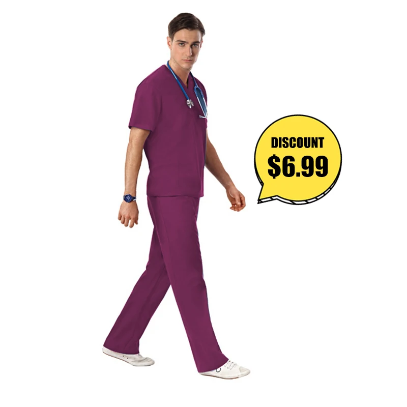 
Wholesale V neck unisex hospital uniform medical scrubs for men and women 